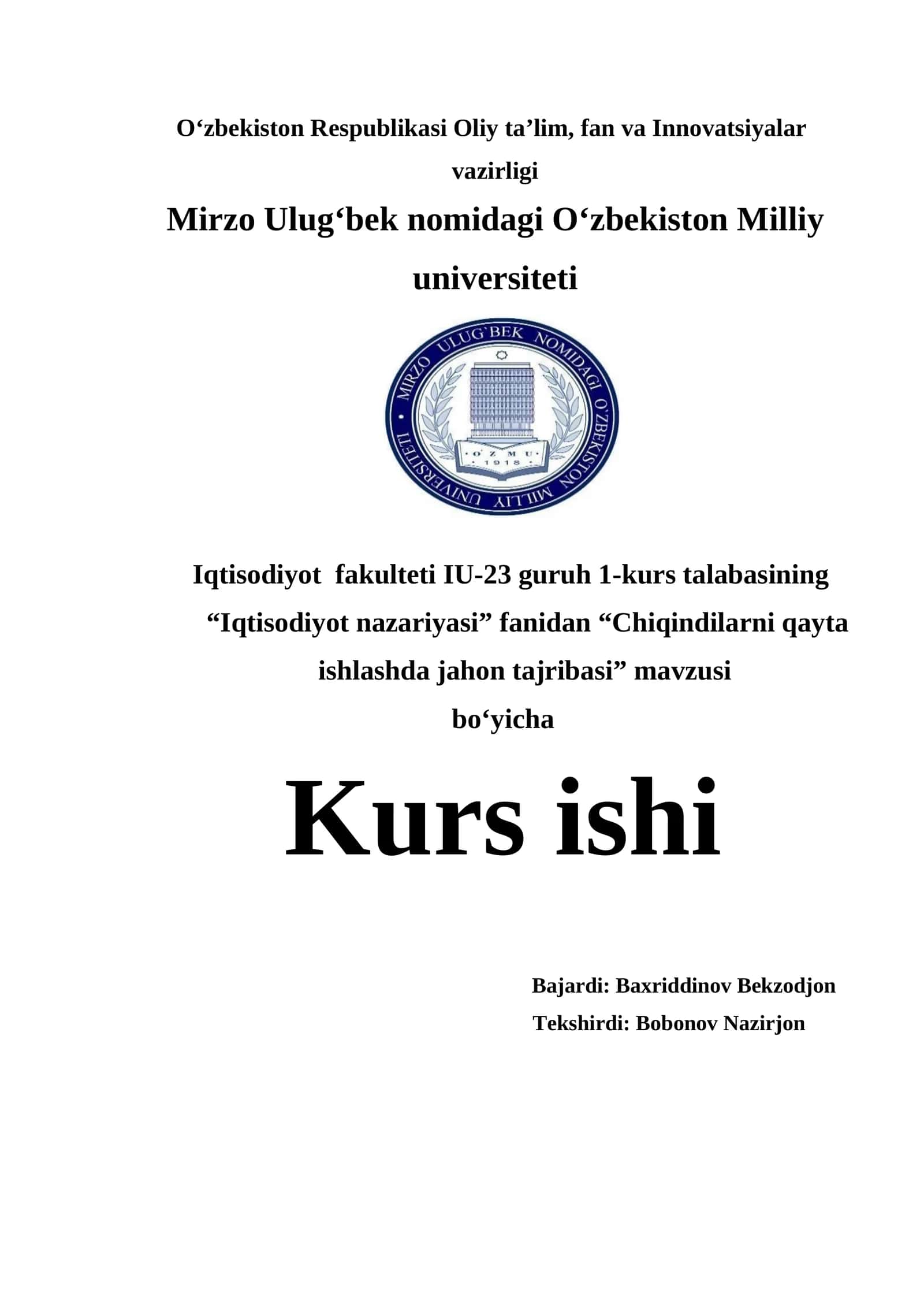 Chiqindilarni qayta ishlashda jahon tajribasi