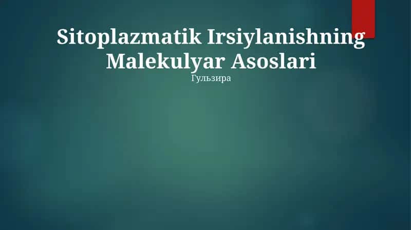Sitoplazmatik Irsiylanishning Malekulyar Asoslari