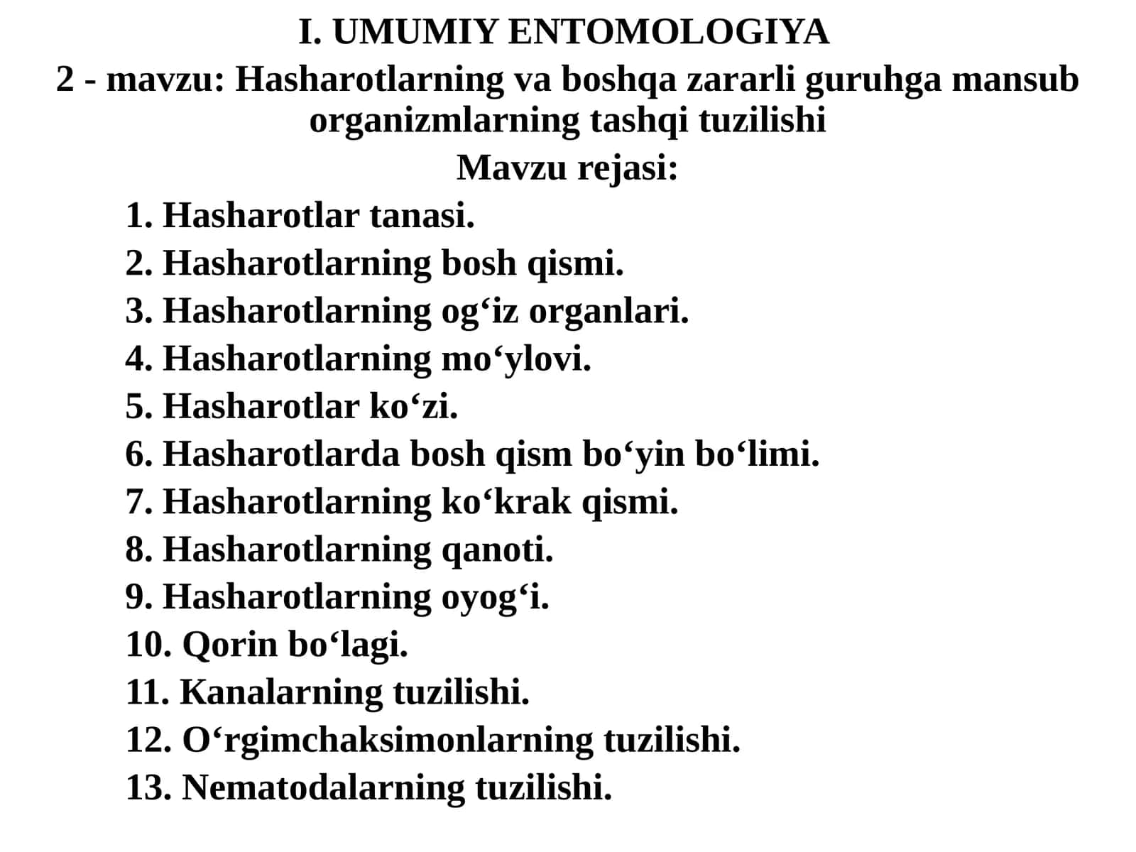 Hаshаrоtlаrning vа bоshqа zаrаrli guruhgа mаnsub оrgаnizmlаrning tаshqi tuzilishi