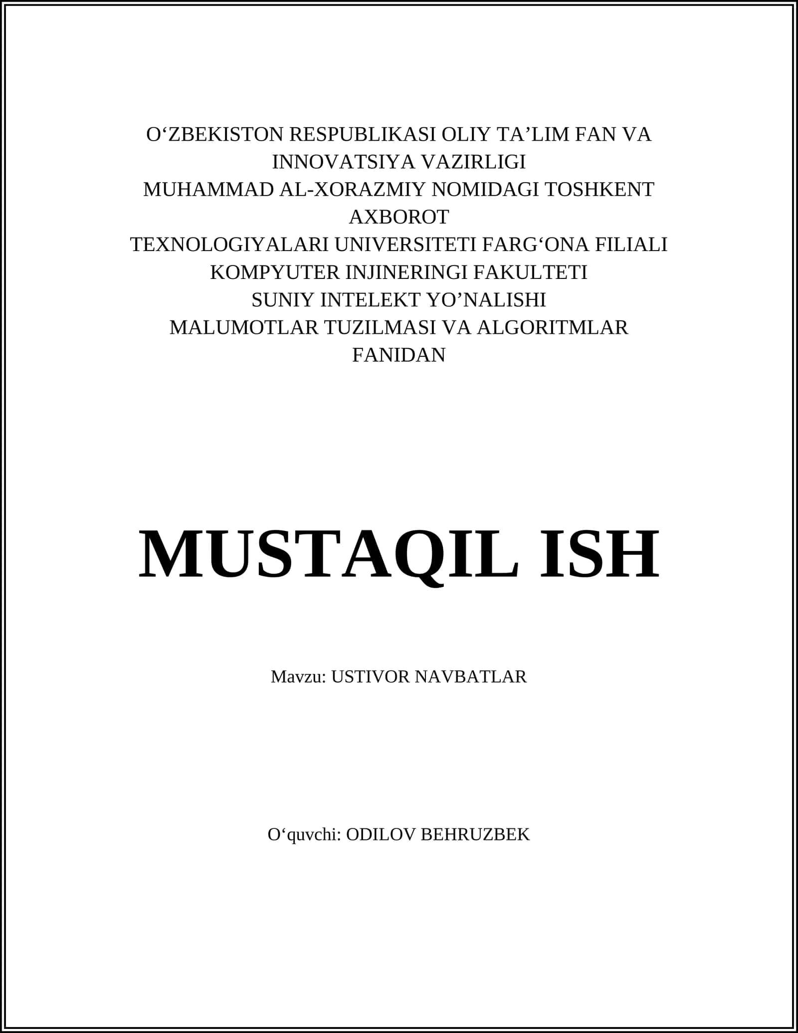 Ustivor Navbatlar