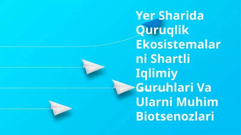 Yer Sharida Quruqlik Ekosistemalarni Shartli Iqlimiy Guruhlari Va Ularni Muhim Biotsenozlari
