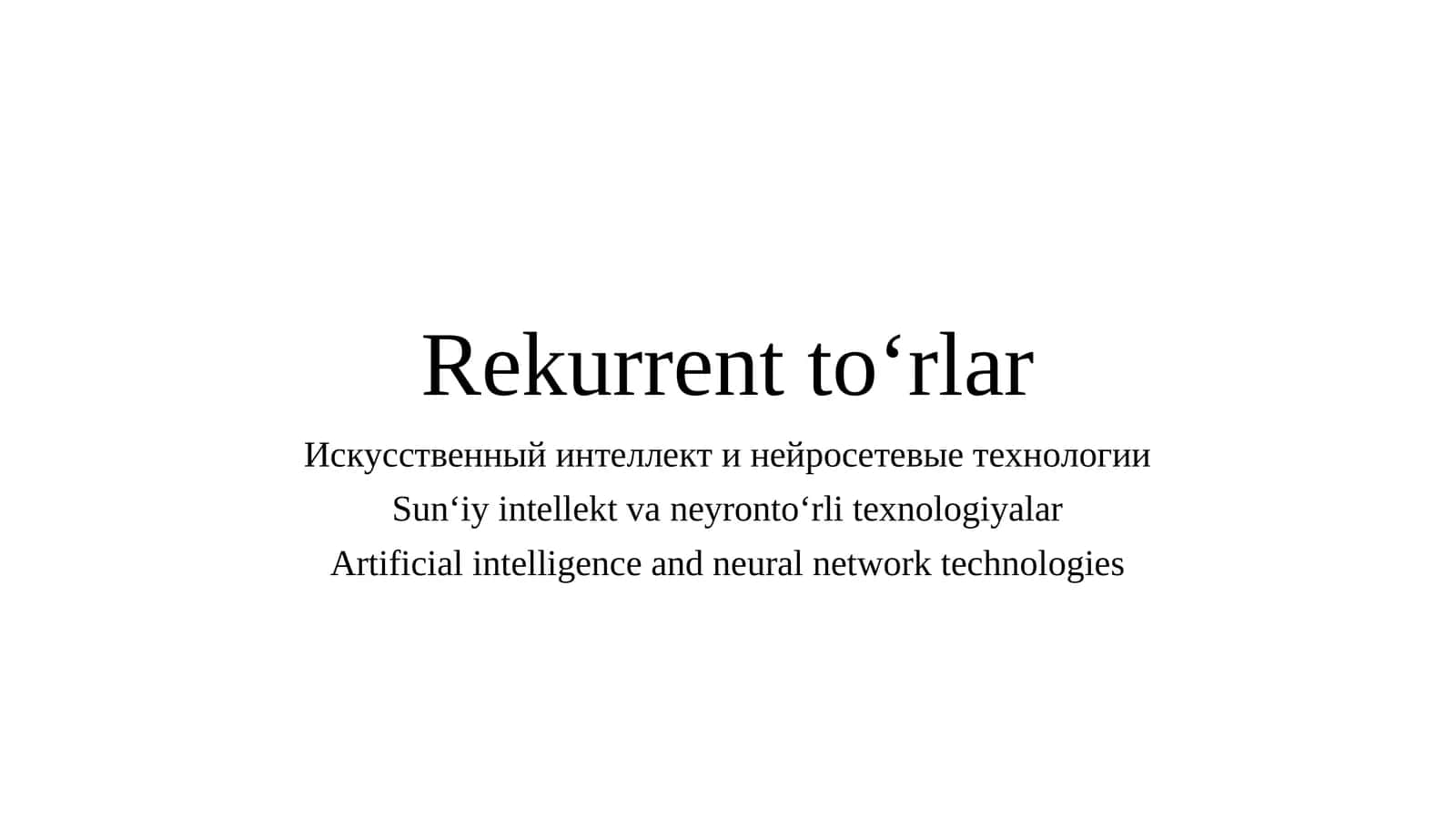 Rekurrent to‘rlar