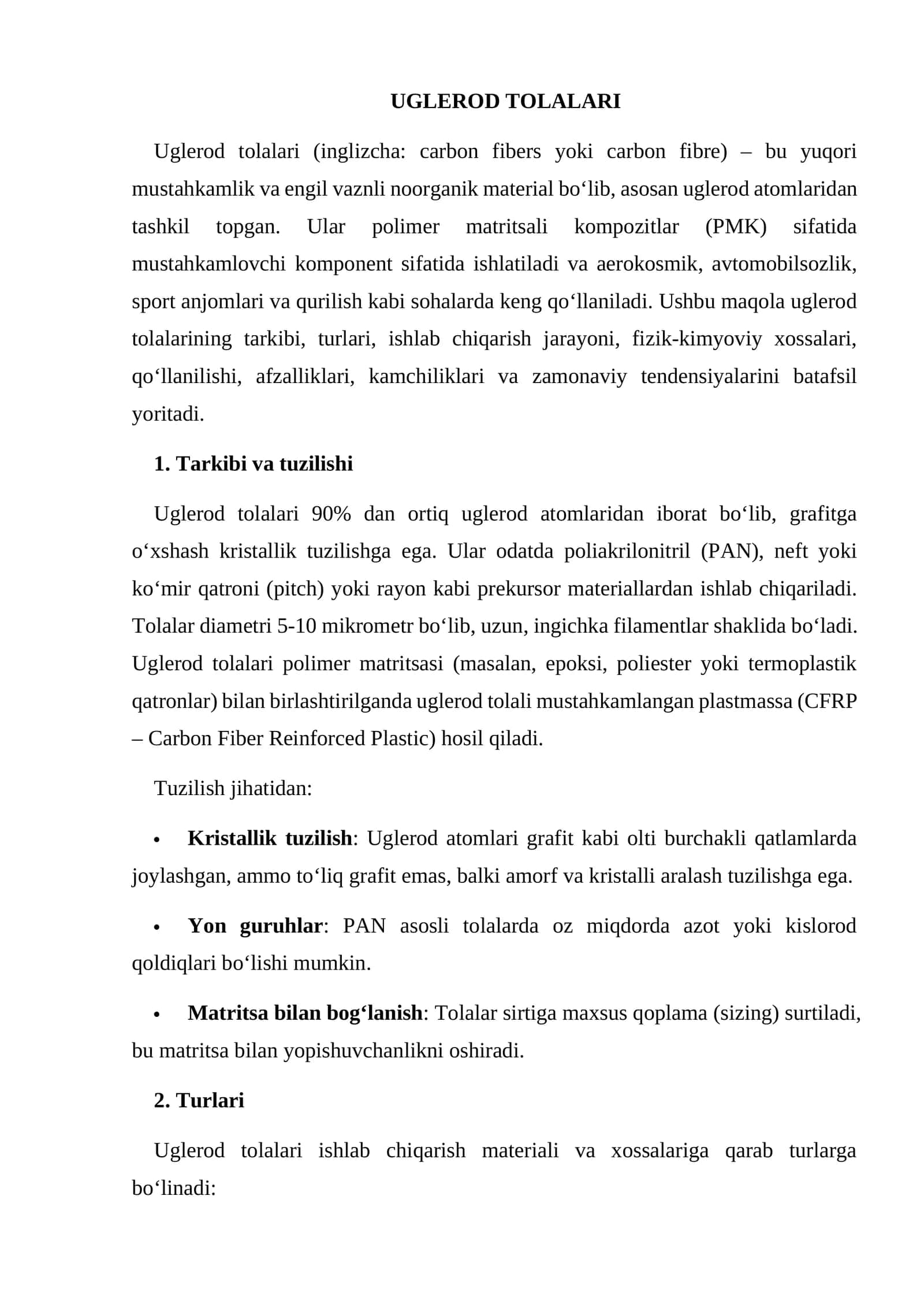 Uglerod tolalari