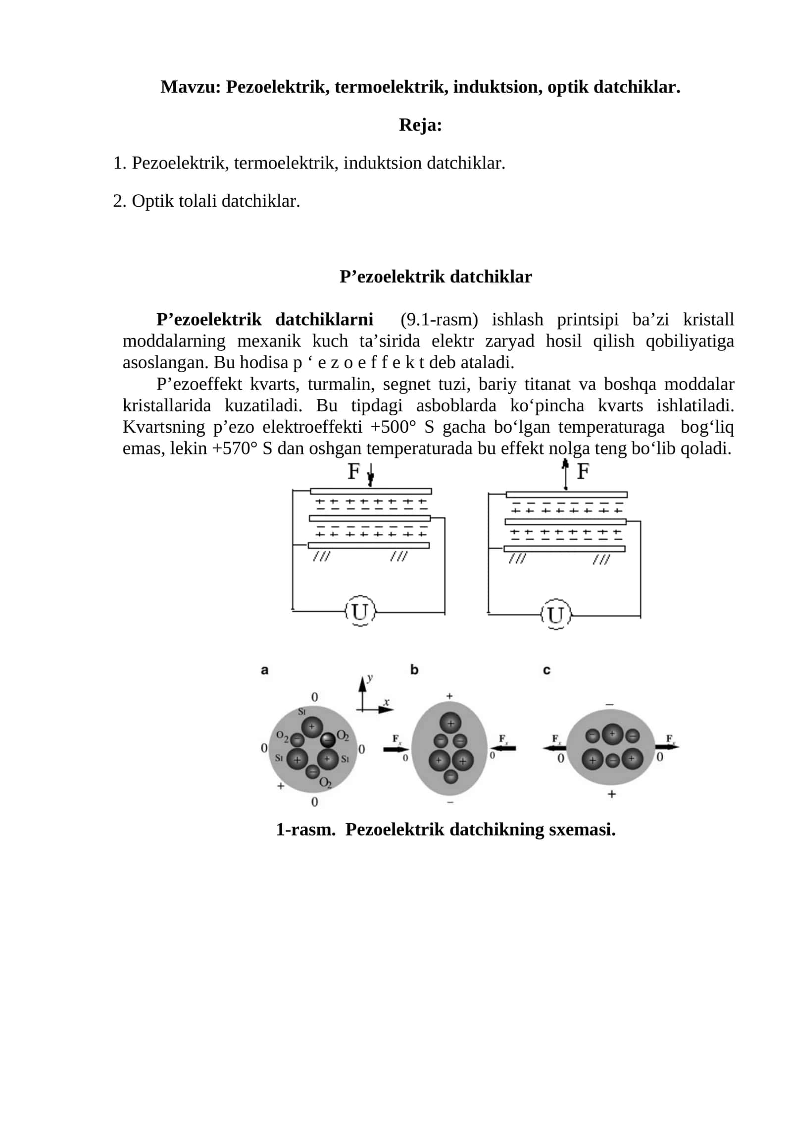 Pezoelektrik datchiklar