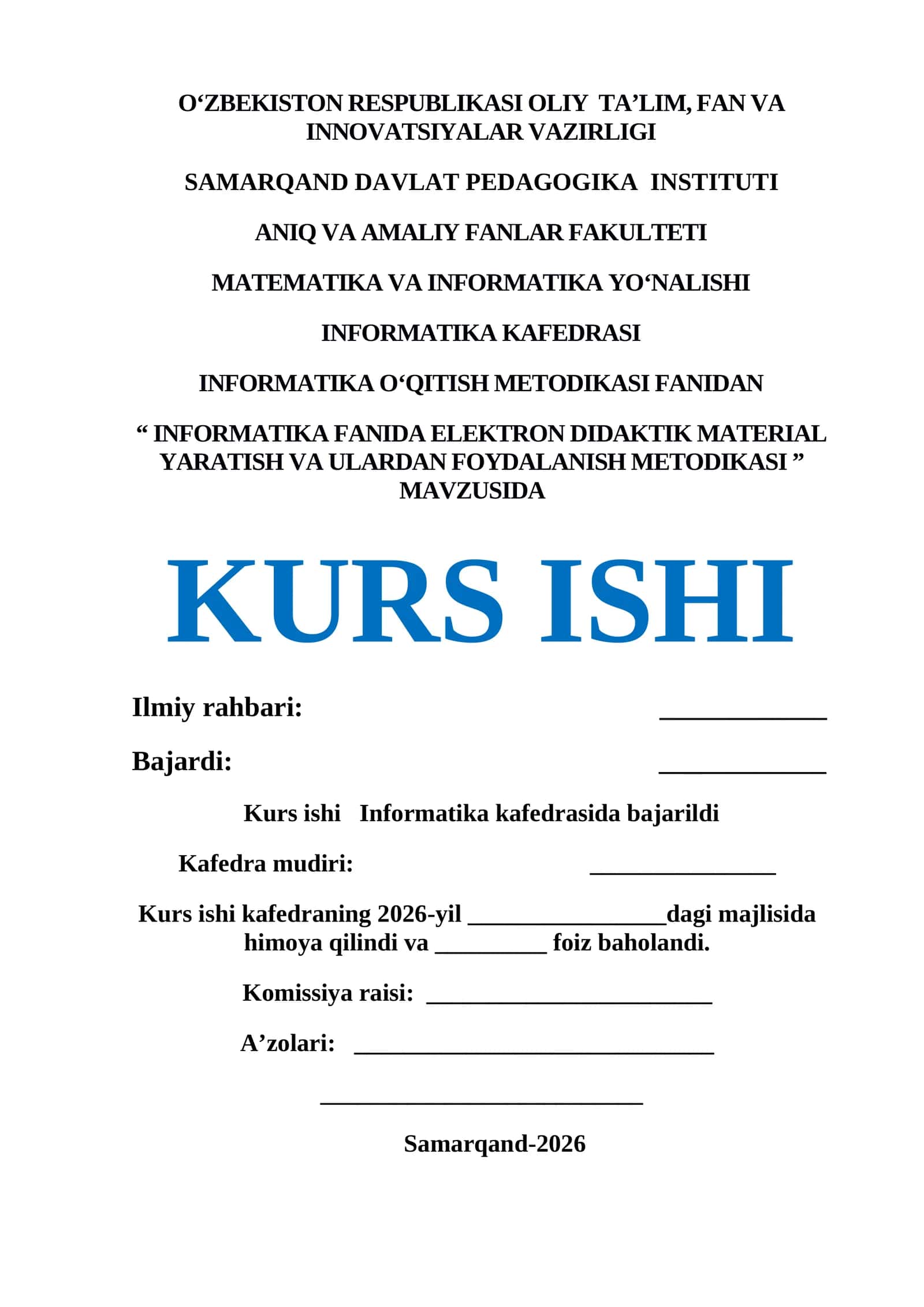 INFORMATIKA FANIDA ELEKTRON DIDAKTIK MATERIAL YARATISH VA ULARDAN FOYDALANISH METODIKASI