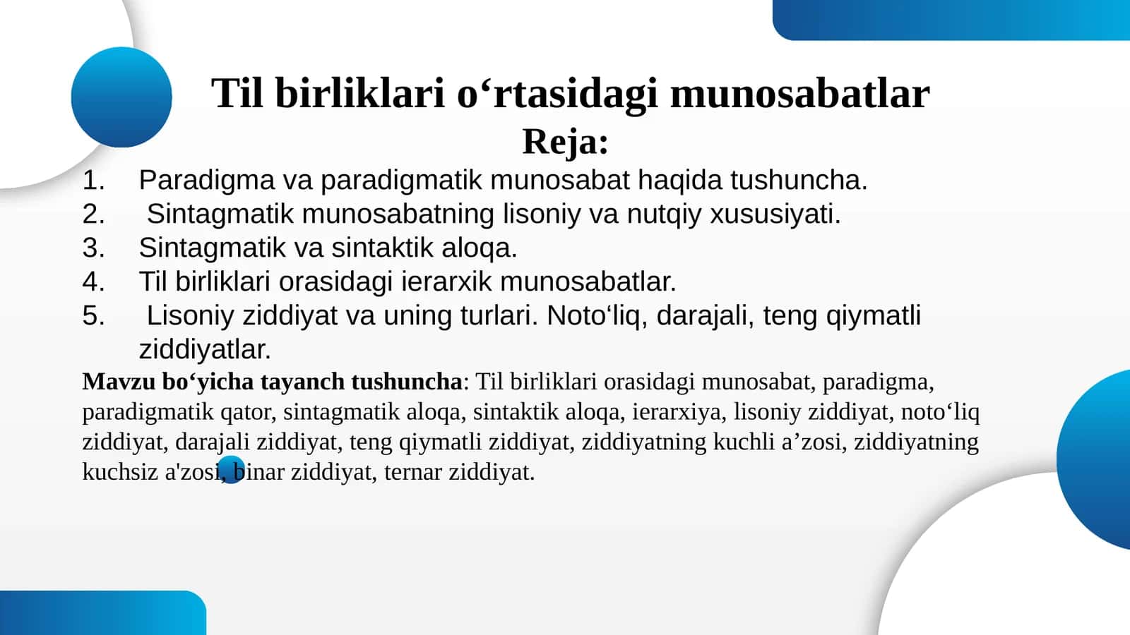 Til birliklari o‘rtasidagi munosabatlar