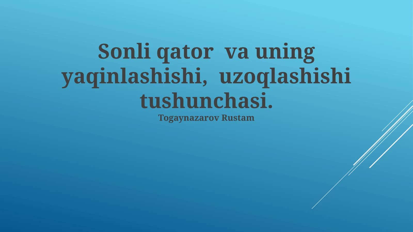 Teleskopik Qatorlar