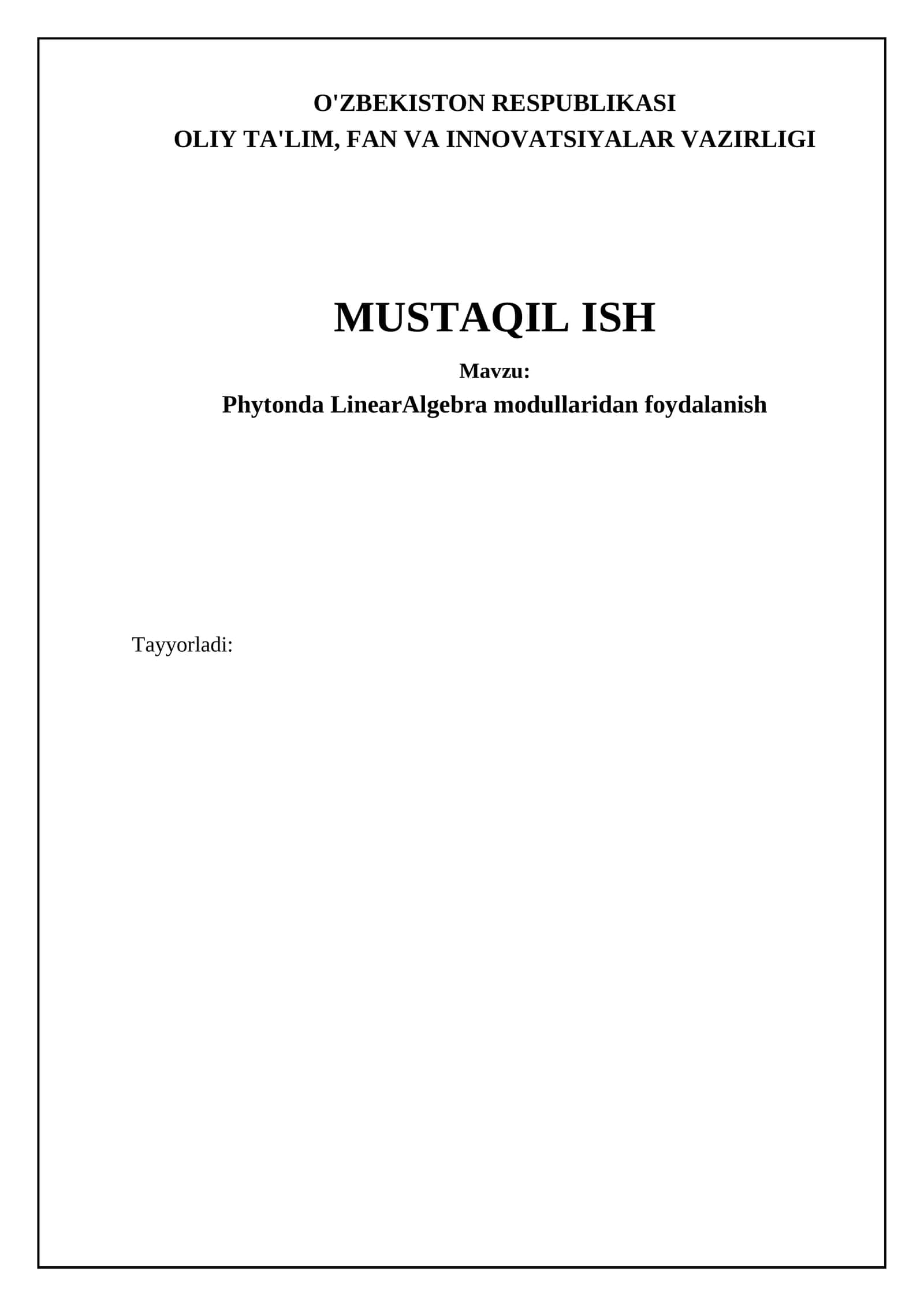 Phytonda LinearAlgebra modullaridan foydalanish