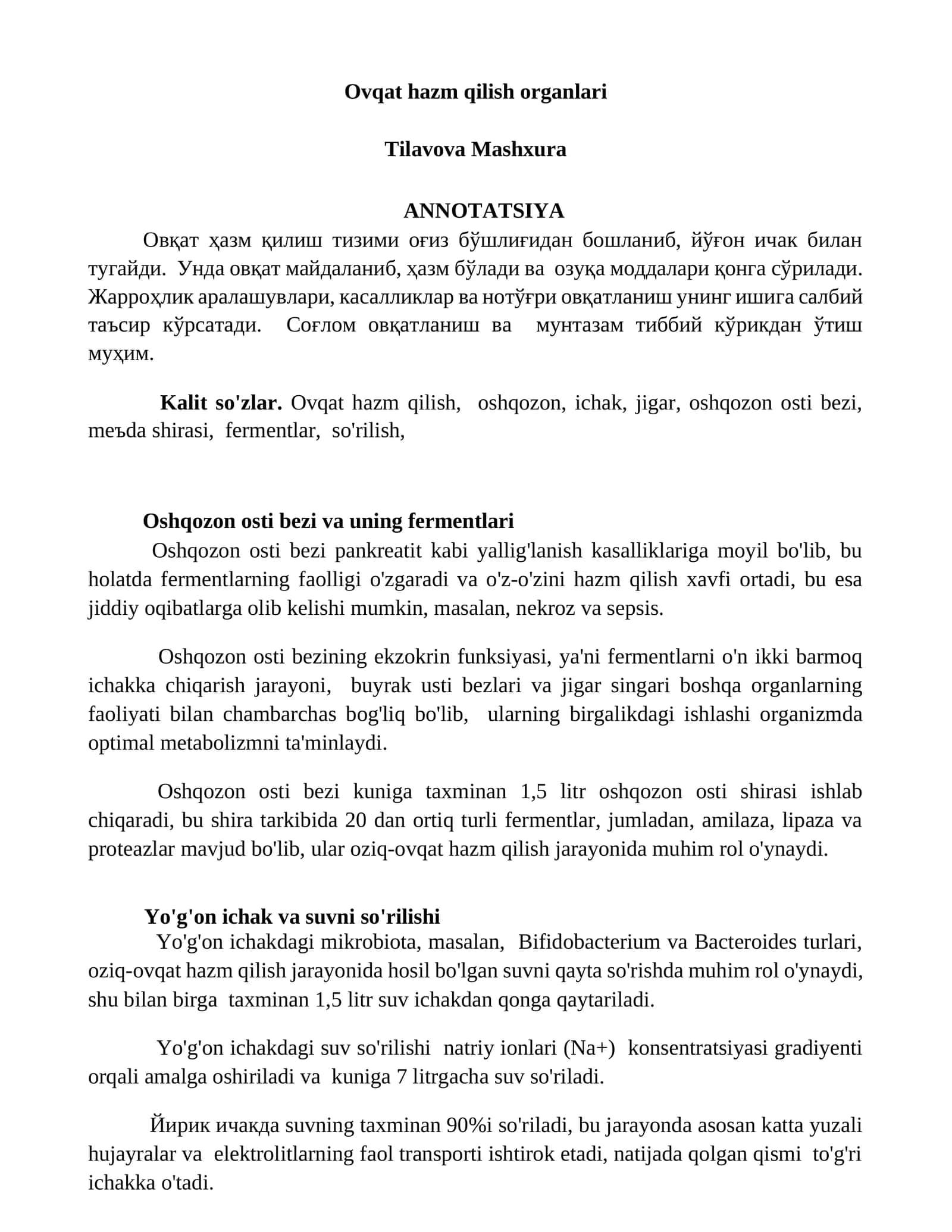 Ovqat hazm qilish organlari