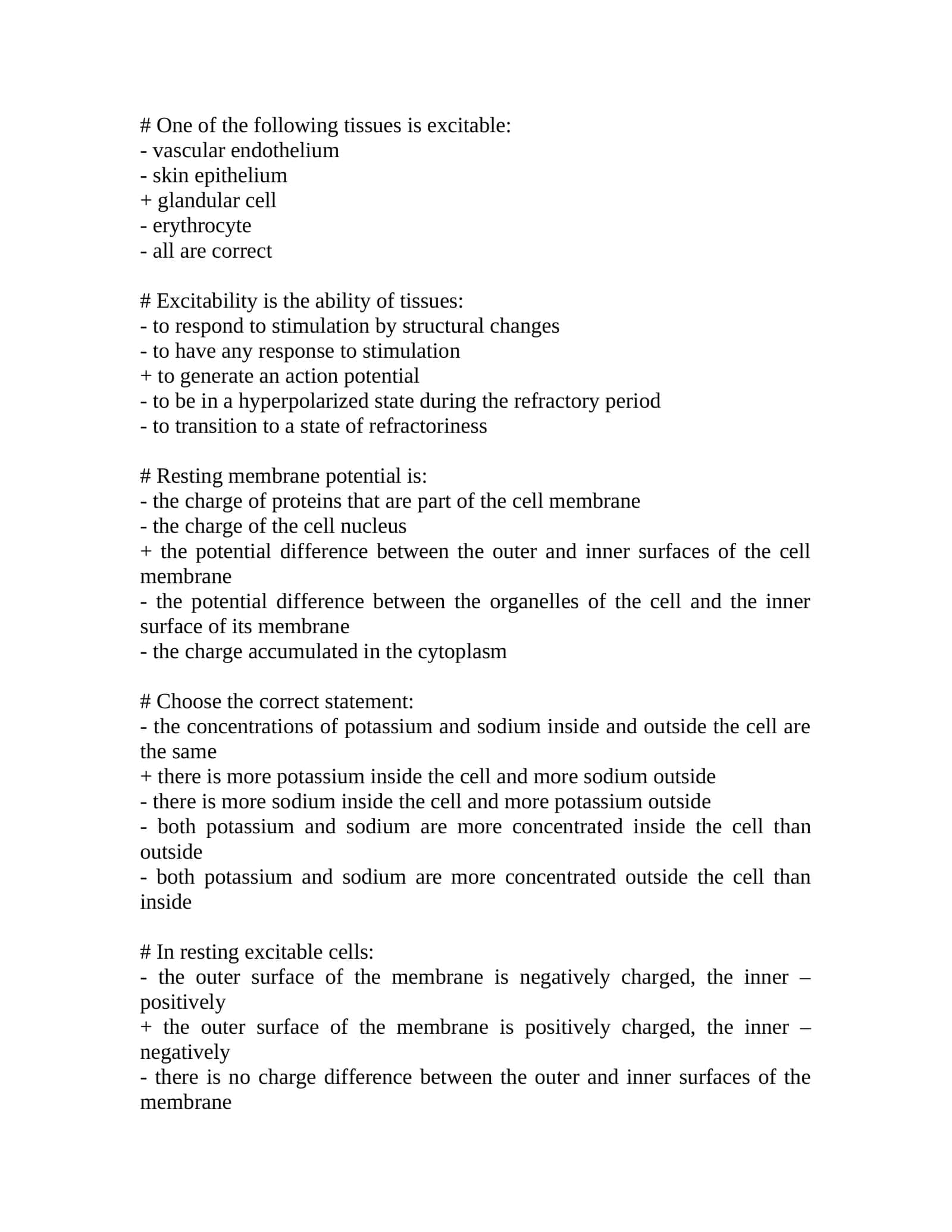 Excitable Tissues and Resting Membrane Potential