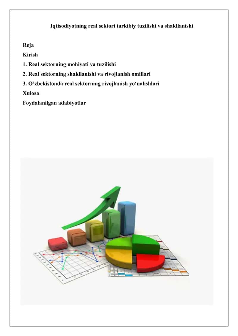 Iqtisodiyotning real sektori tarkibiy tuzilishi va shakllanishi
