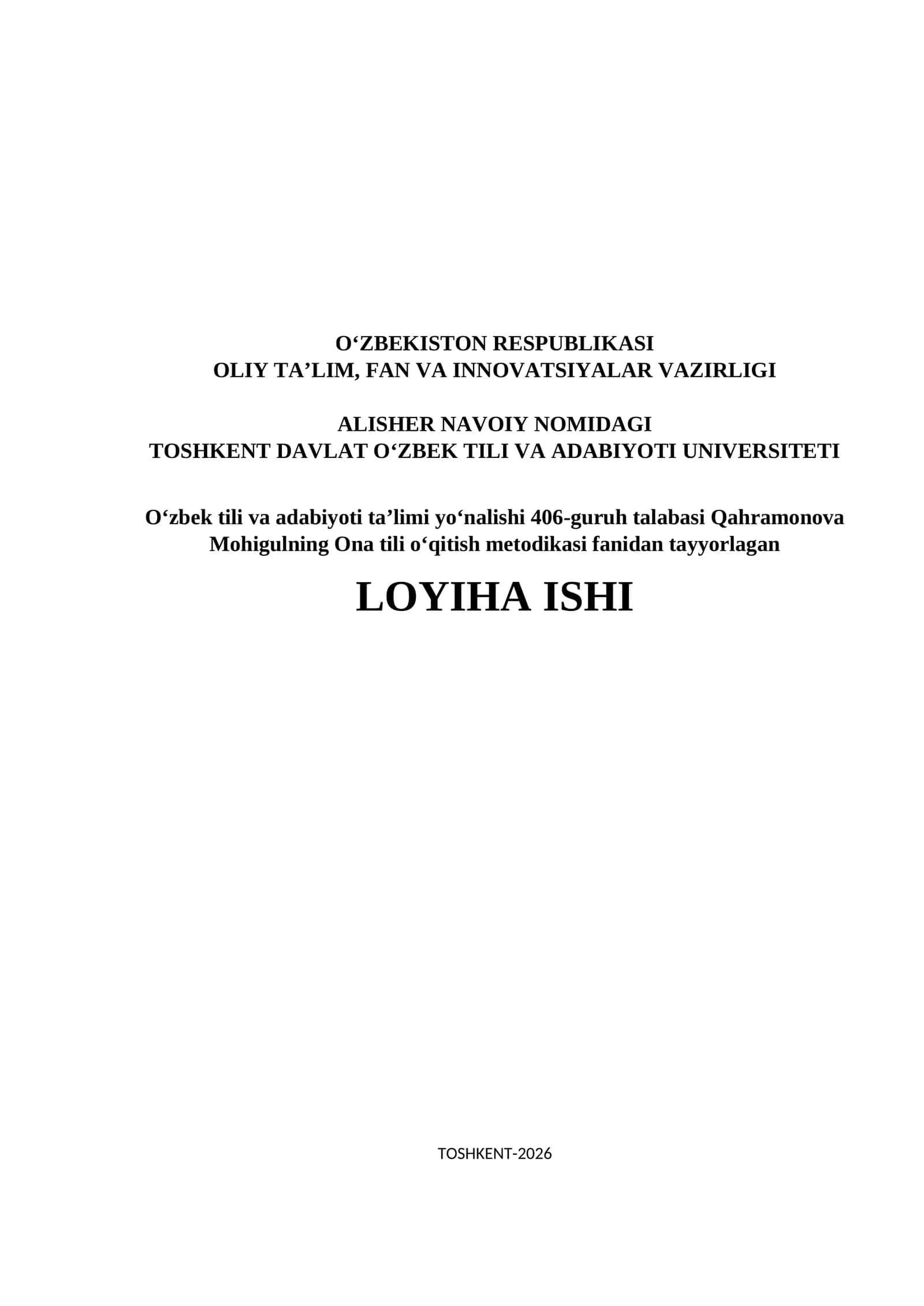 Ona tili o‘qitish metodikasi