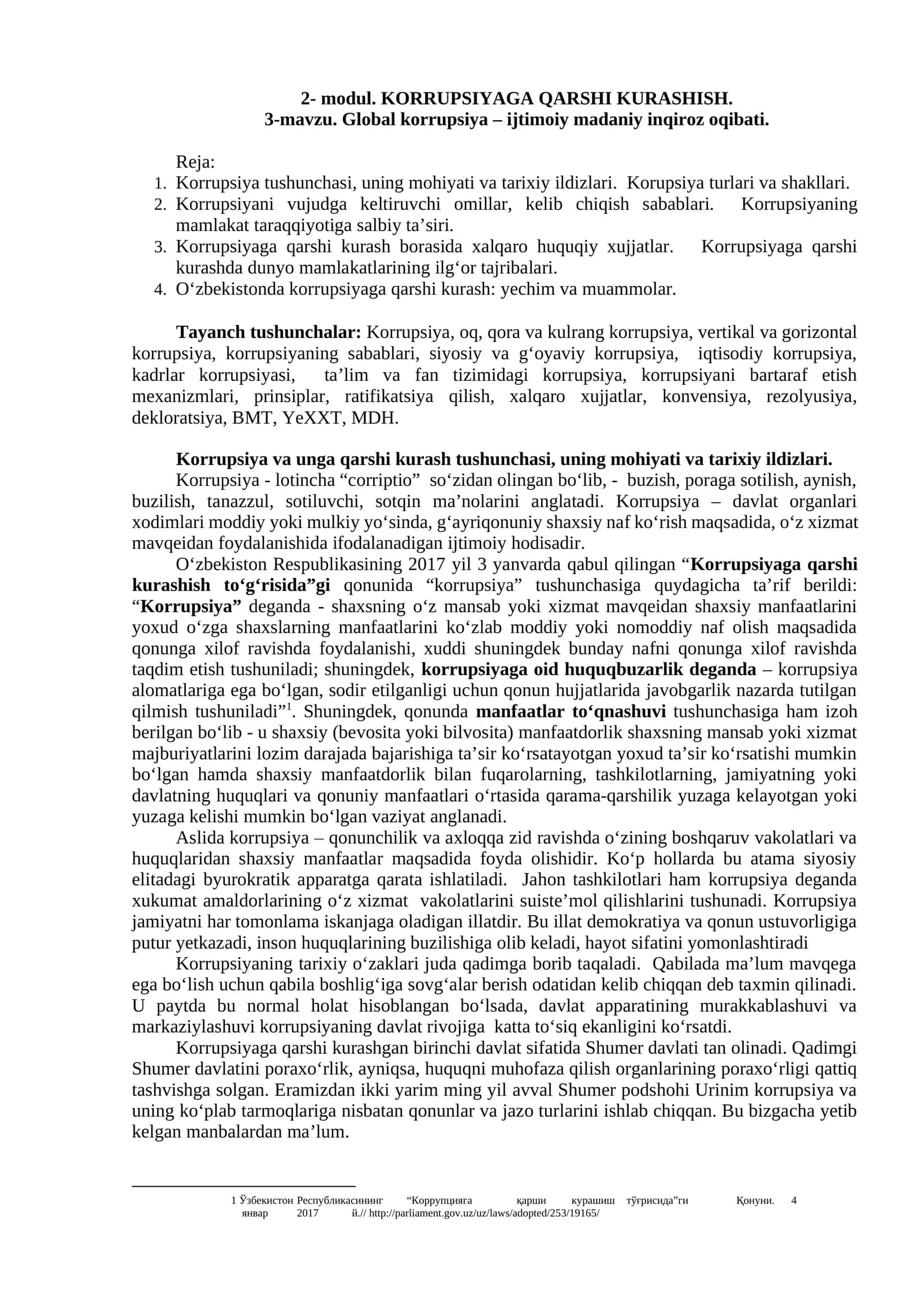 KORRUPSIYAGA QARSHI KURASHISH
