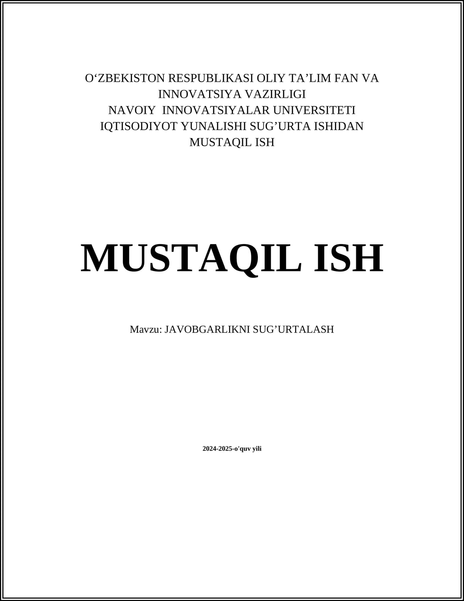 JAVOBGARLIKNI SUG’URTALASH