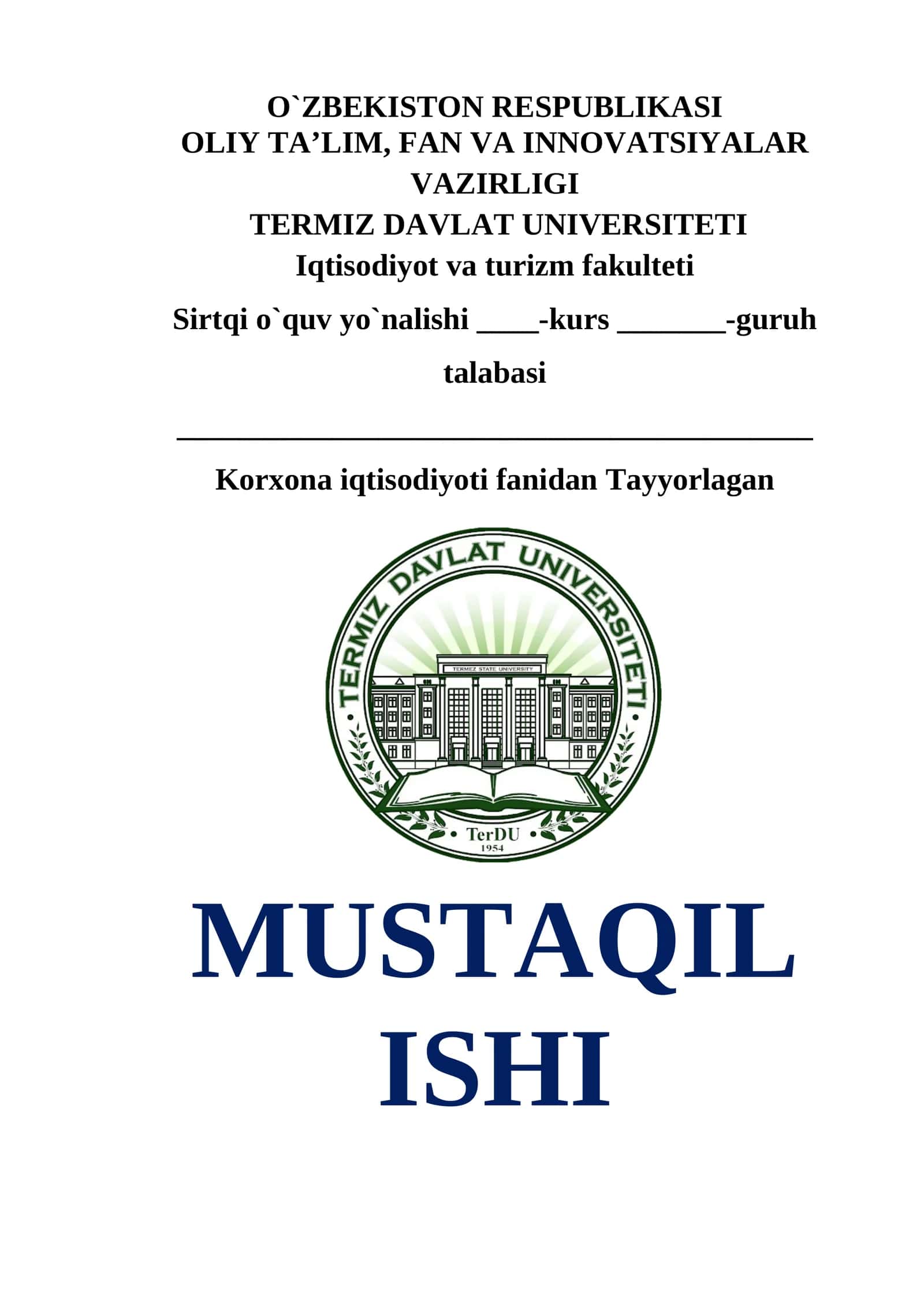 KORXONALARDA IQTISODIY SAMARADORLIKNING MOHIYATI, UNI TAVSIFLOVCHI KO’RSATKICHLAR VA OSHIRISH YO’LLARI.doc