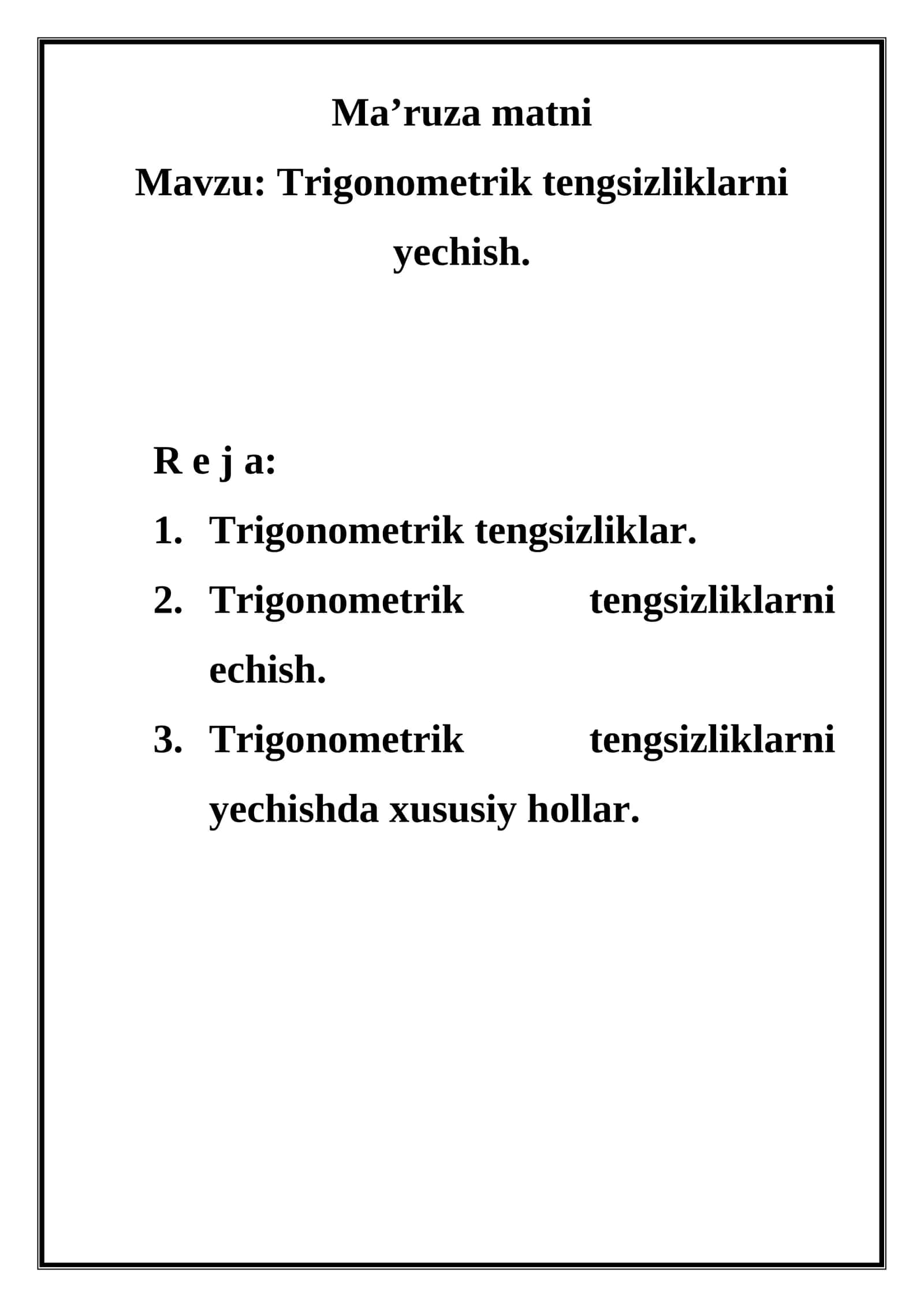 Trigonometrik tengsizliklarni yechish