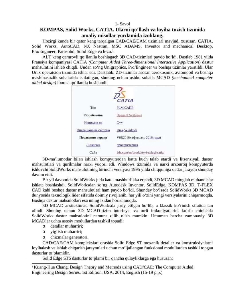 CAD/CAE/CAM tizimlari