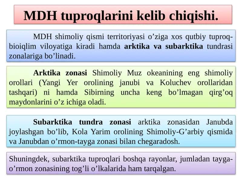 MDH tuproqlarini kelib chiqishi
