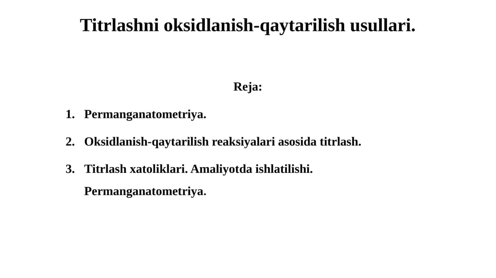 Titrlashnioksidlanish-qaytarilishusullari