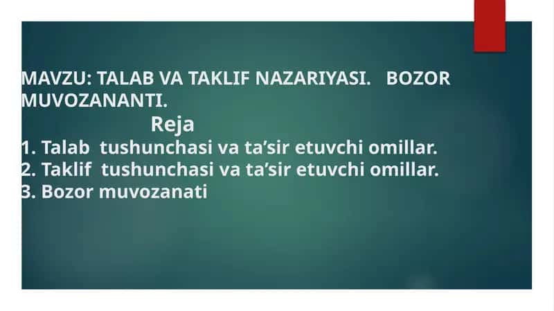 Talab va Taklif Nazariyasi