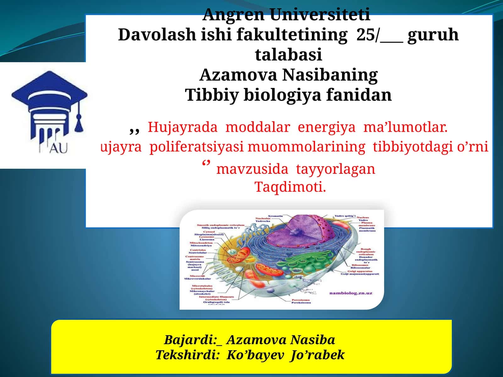 Hujayradamoddalar energiyama’lumotlar
