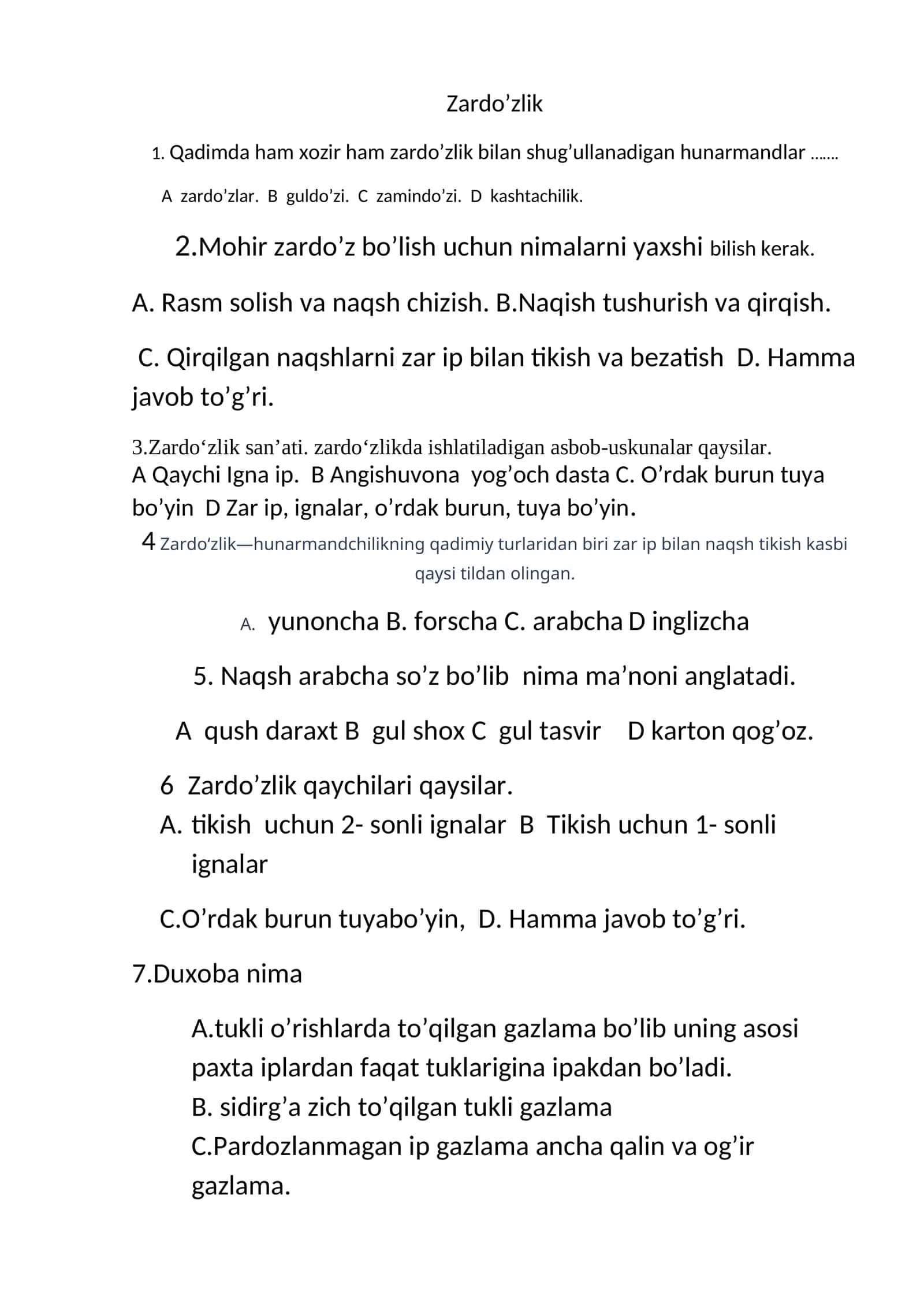 Zardo’zlik