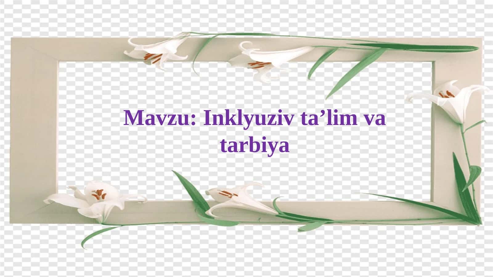 Inklyuziv ta’lim va tarbiya