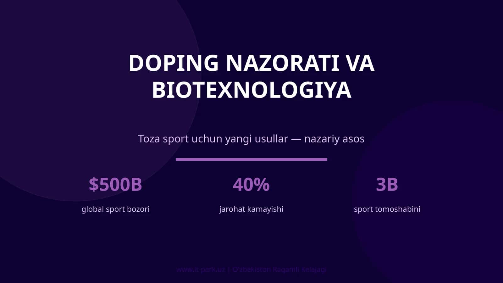 DOPING NAZORATI VA BIOTEXNOLOGIYA