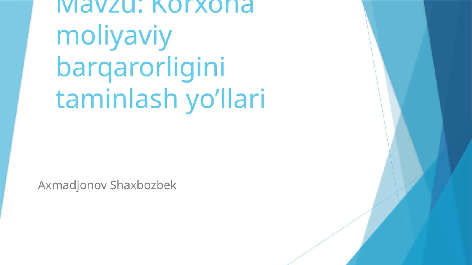 Korxona moliyaviy barqarorligini taminlash yo’llari