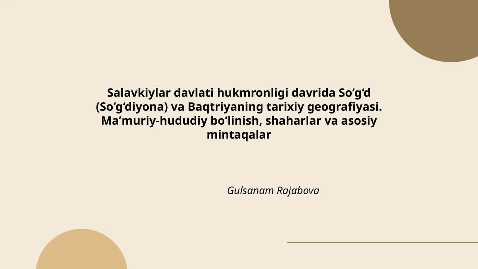 So‘g‘d (So‘g‘diyona) va Baqtriyaning tarixiy geografiyasi