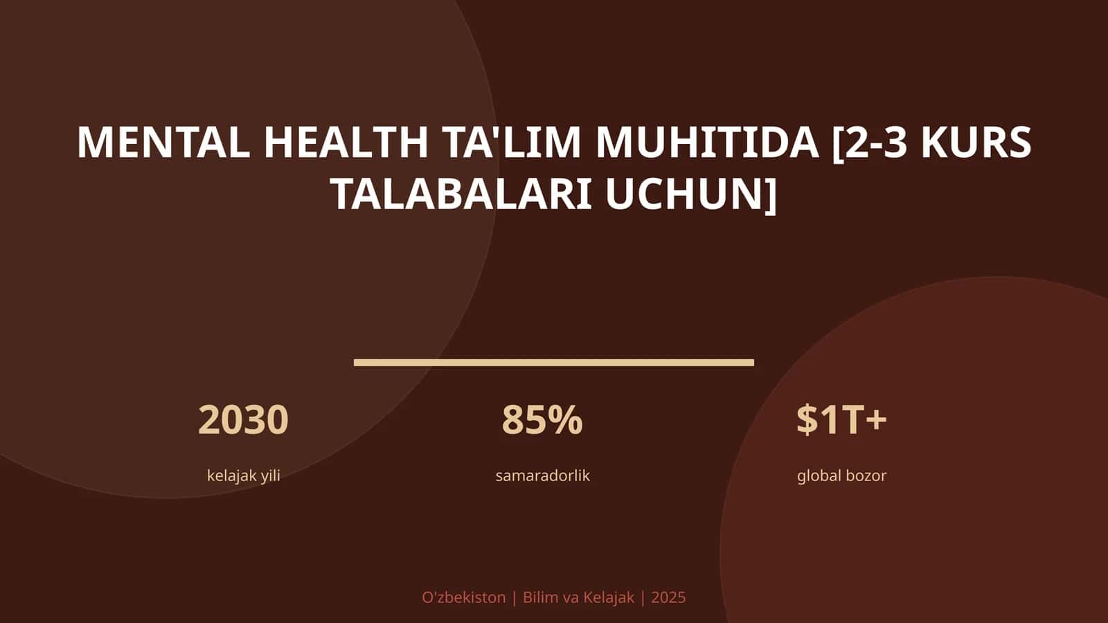 Mental health ta'lim muhitida [2-3 kurs talabalari uchun]