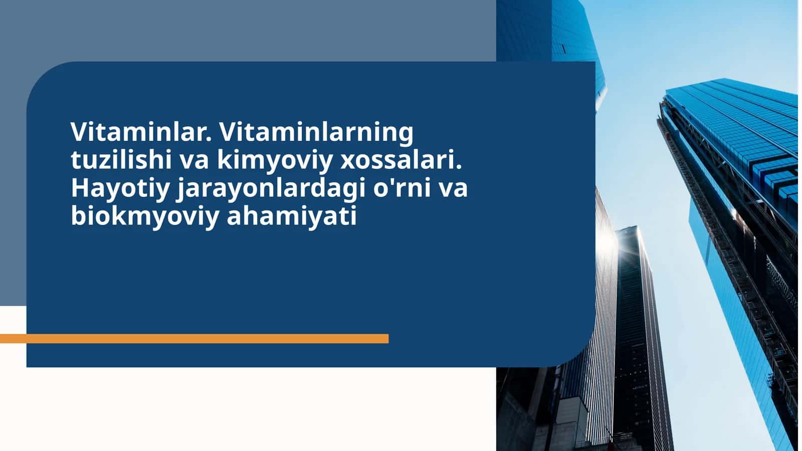 Vitaminlar. Vitaminlarning tuzilishi va kimyoviy xossalari