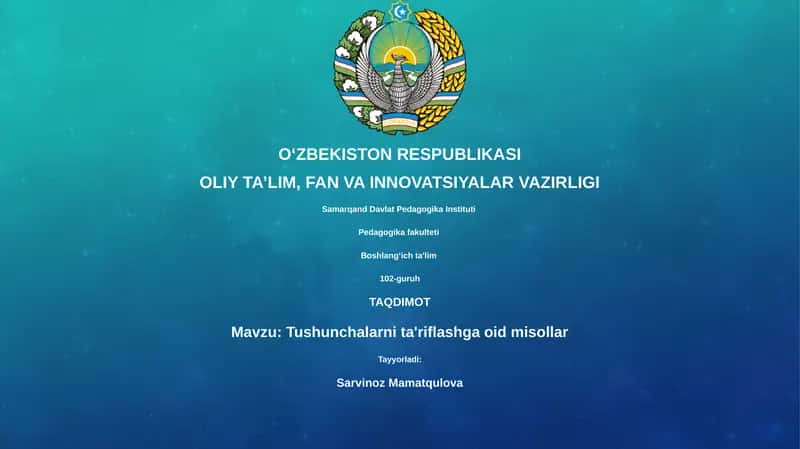 Tushunchalarni ta'riflashga oid misollar