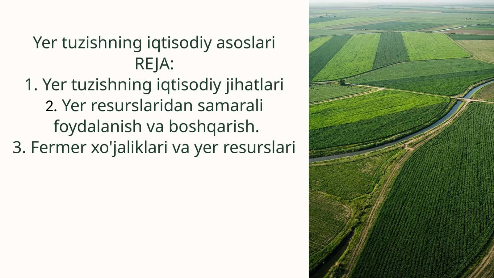 Yer tuzishning iqtisodiy asoslari