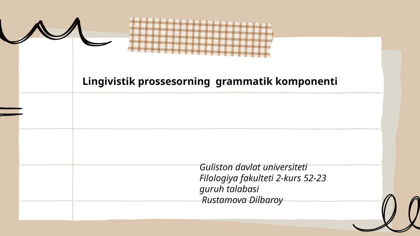 Lingivistik prossesorning grammatik komponenti
