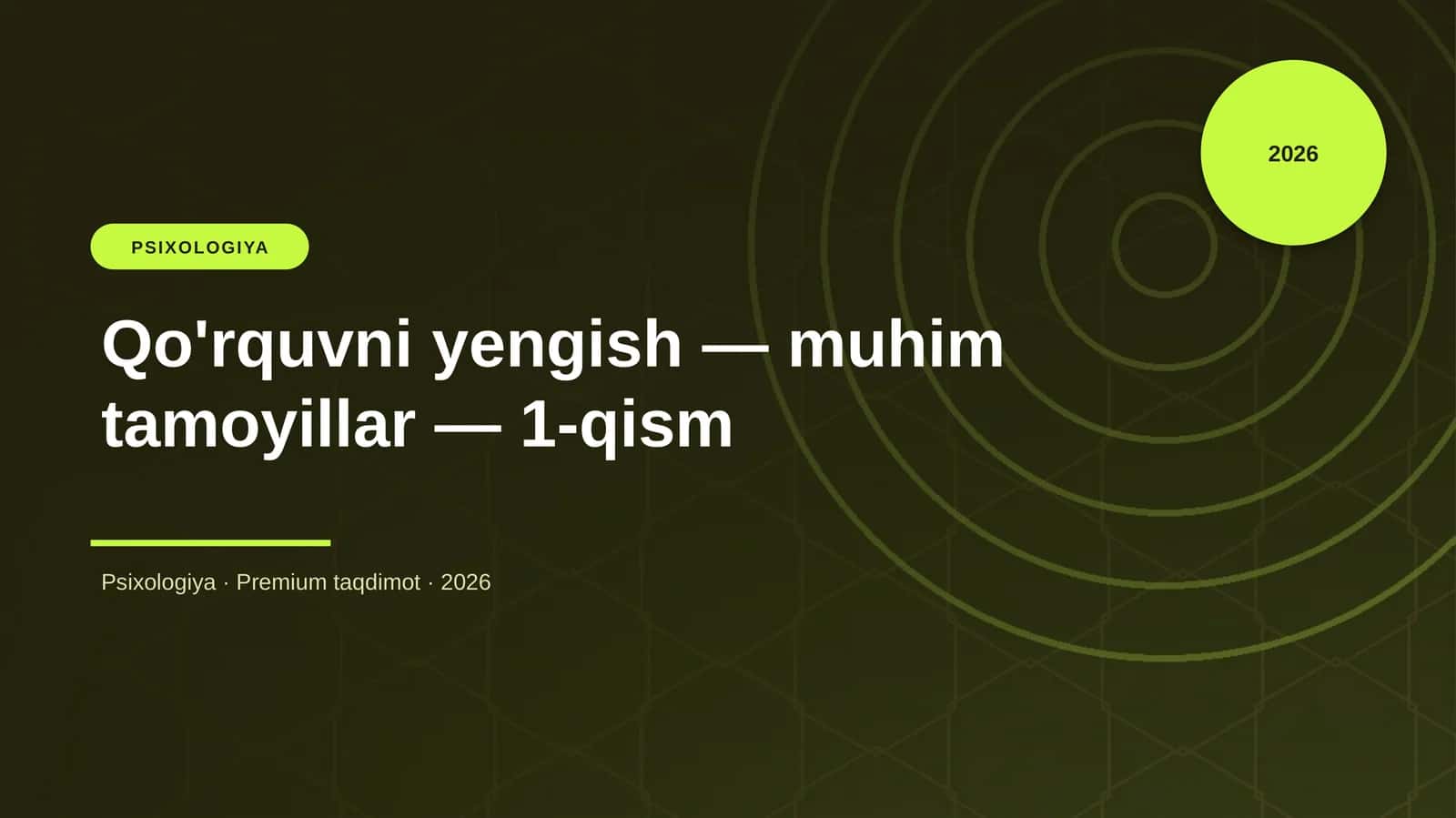 Qo'rquvni yengish — muhim tamoyillar — 1-qism