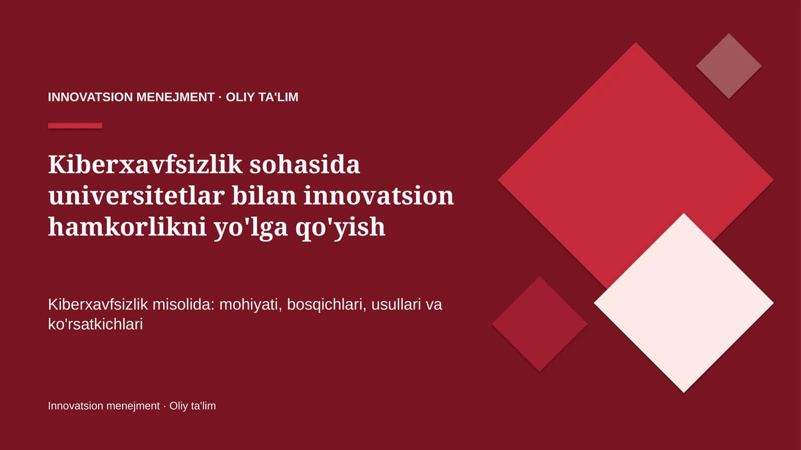 Kiberxavfsizlik sohasida universitetlar bilan innovatsion hamkorlikni yo'lga qo'yish