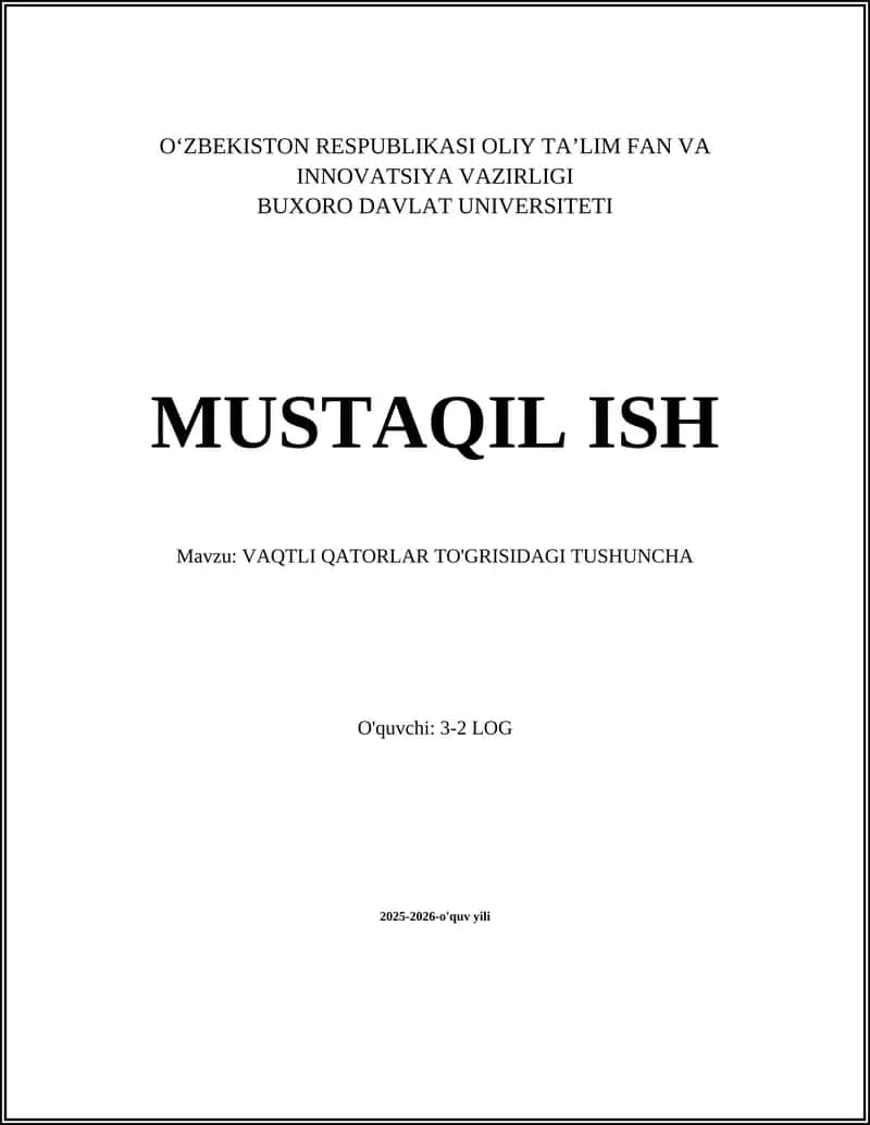 VAQTLI QATORLAR TO'GRISIDAGI TUSHUNCHA