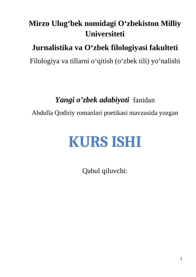Abdulla Qodiriy romanlari poetikasi