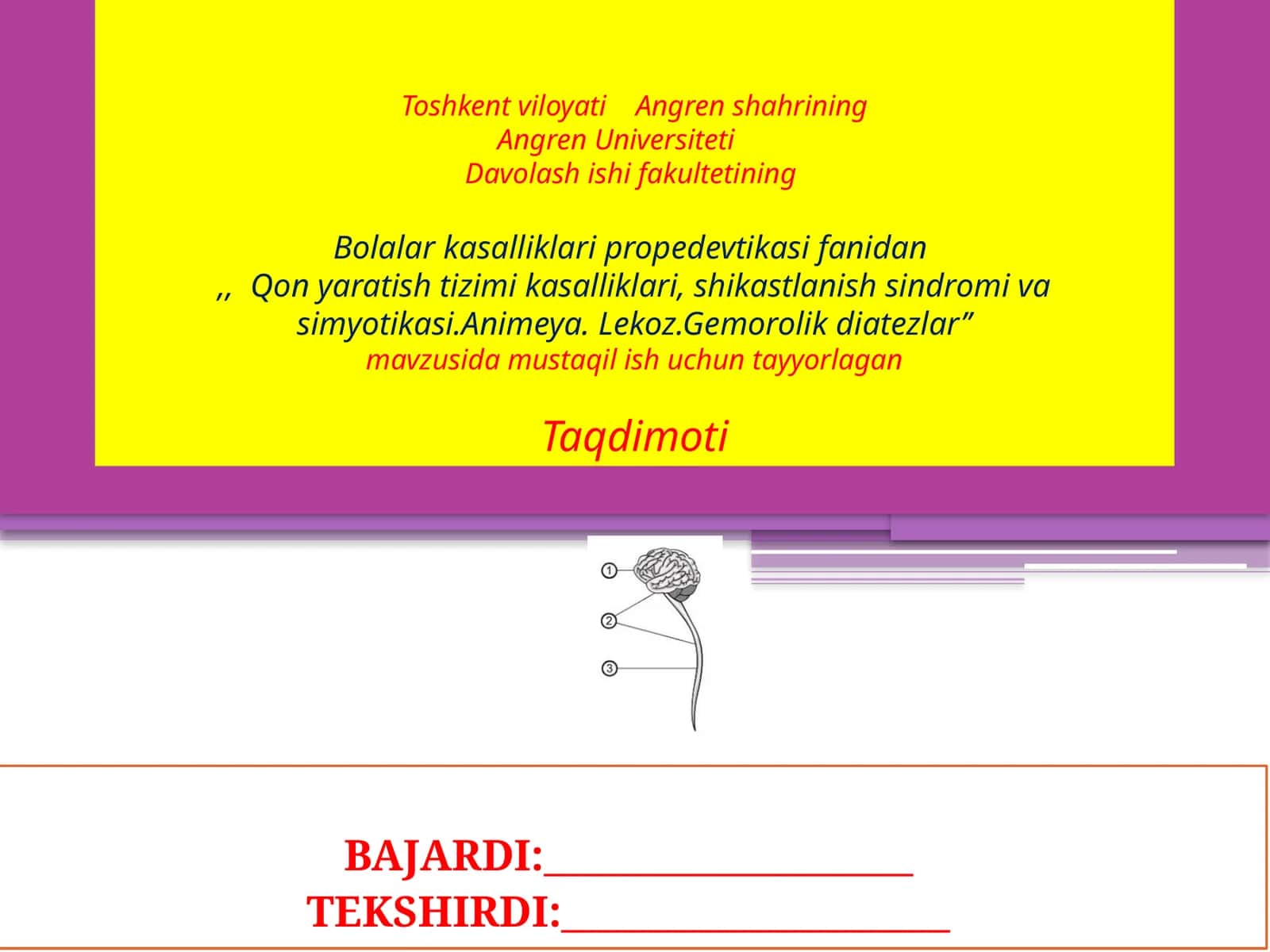 Angren Universiteti Davolashishi Fakulteti Bolalarka Saqlik Propedevtika Sifanidan