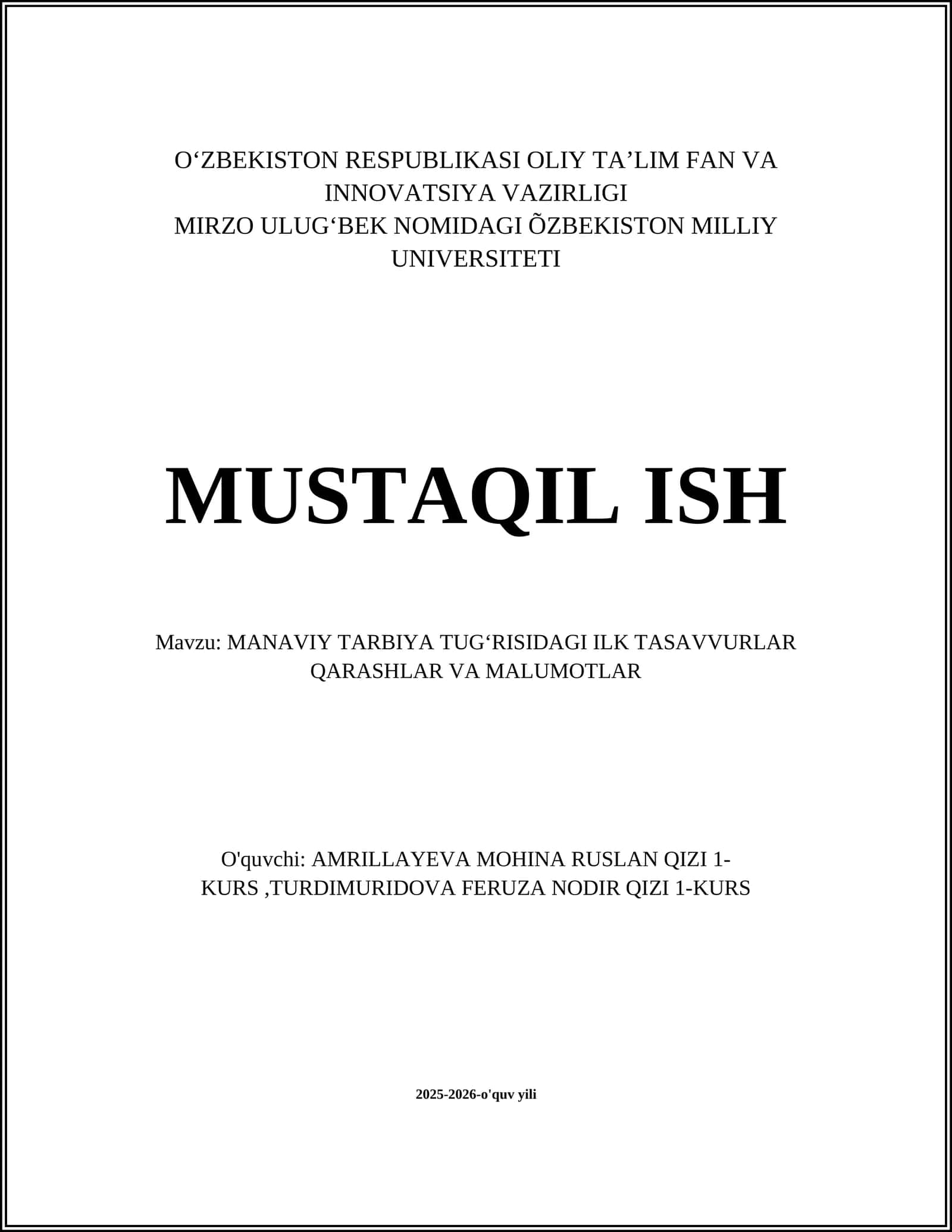 MANAVIY TARBIYA TUGʻRISIDAGI ILK TASAVVURLAR QARASHLAR VA MALUMOTLAR