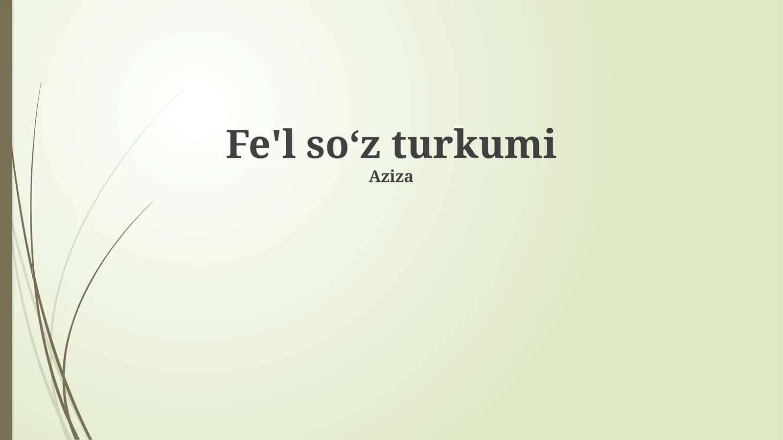 Fe'l soʻz turkumi