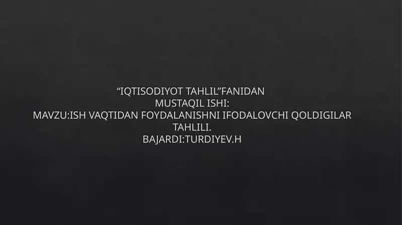 IQTISODIYOT TAHLIL