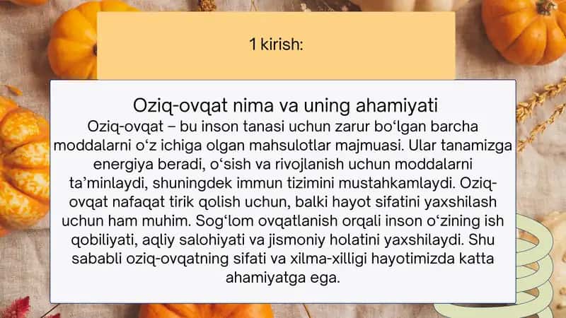 oziq ovqatlar