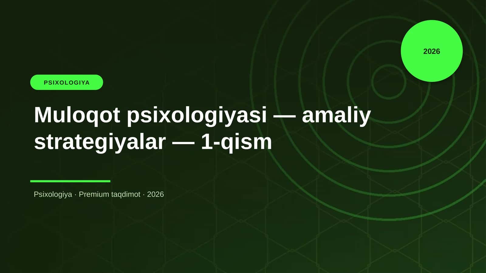 Muloqot psixologiyasi — amaliy strategiyalar — 1-qism