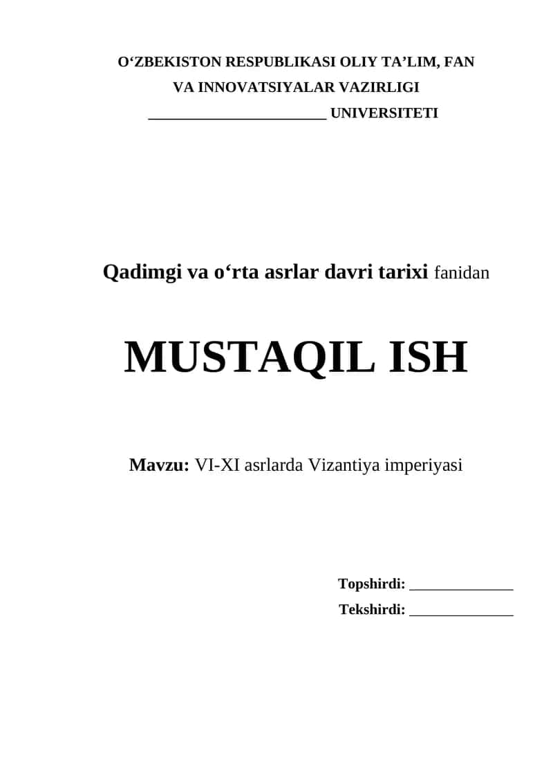 VI-XI asrlarda Vizantiya imperiyasi