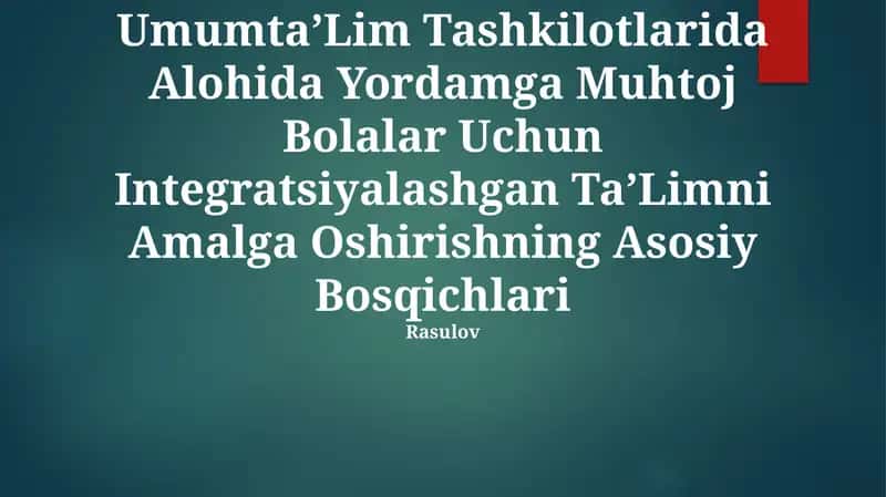 Integratsiyalashgan TaʼLimni Amalga Oshirishning Asosiy Bosqichlari