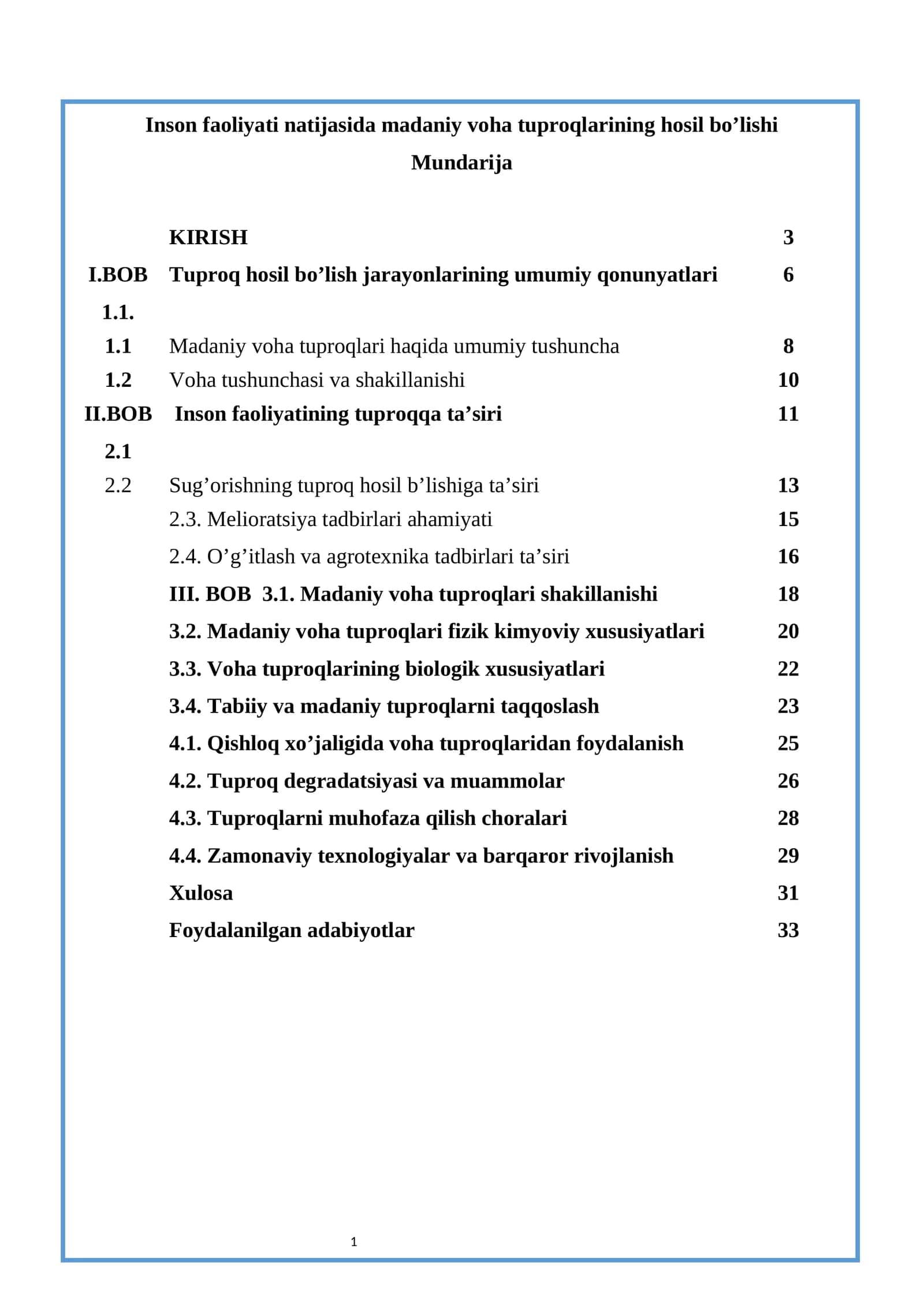 Inson faoliyati natijasida madaniy voha tuproqlarining hosil bo’lishi