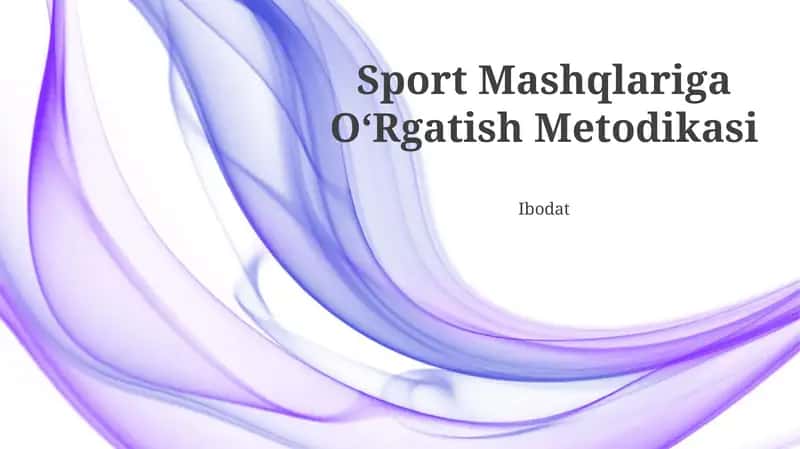 Sport Mashqlariga OʻRgatish Metodikasi
