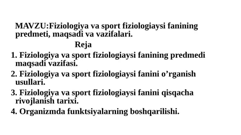 Fiziologiya va Sport Fiziologiyasi